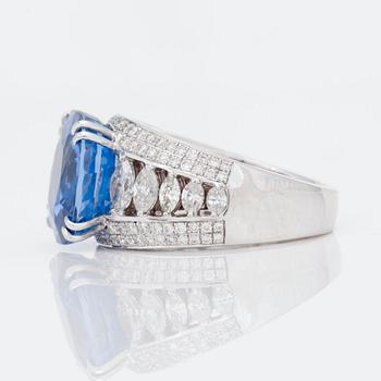 A 12.74ct sapphire and 1.79ct marquise and brilliant-cut diamond ring.
