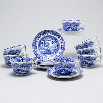 Eight 'Spode's Italian' tea cups and saucers, England.