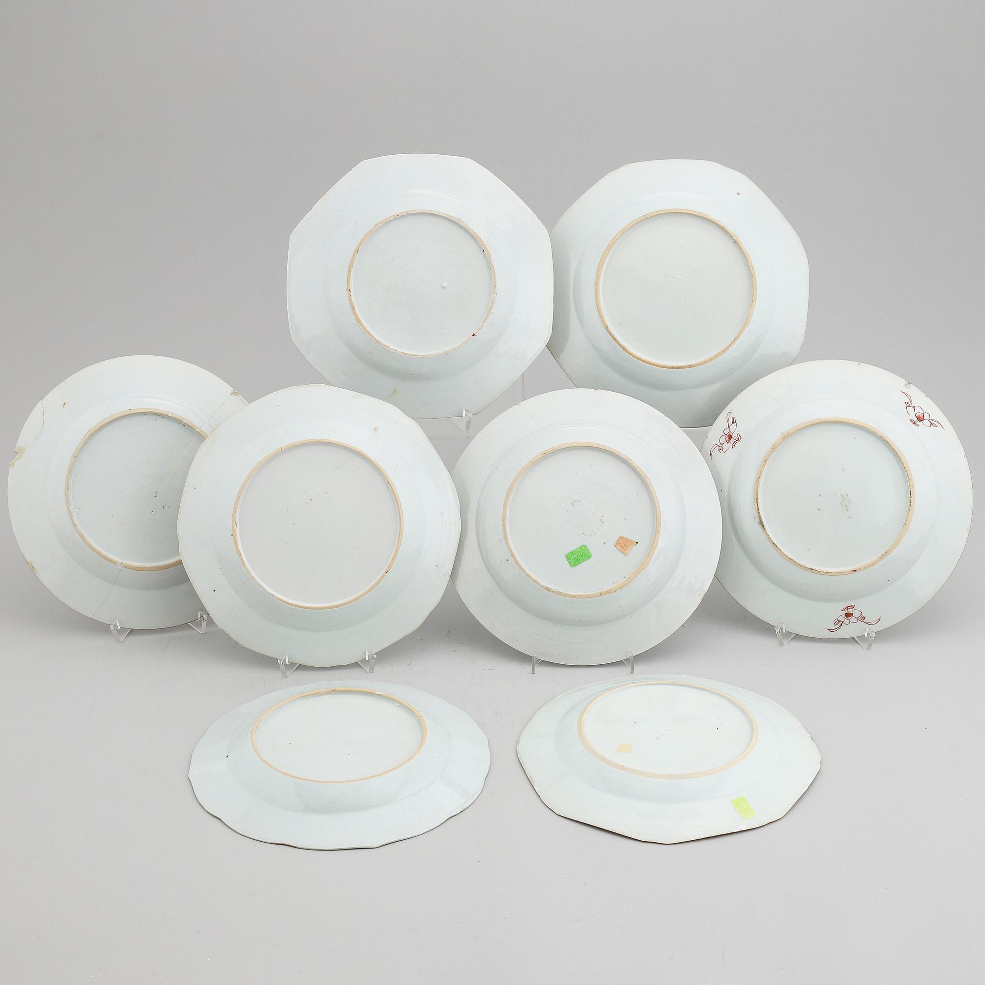 A set of eight odd famille rose dishes, Qing dynasty, Qianlong (1736-95).