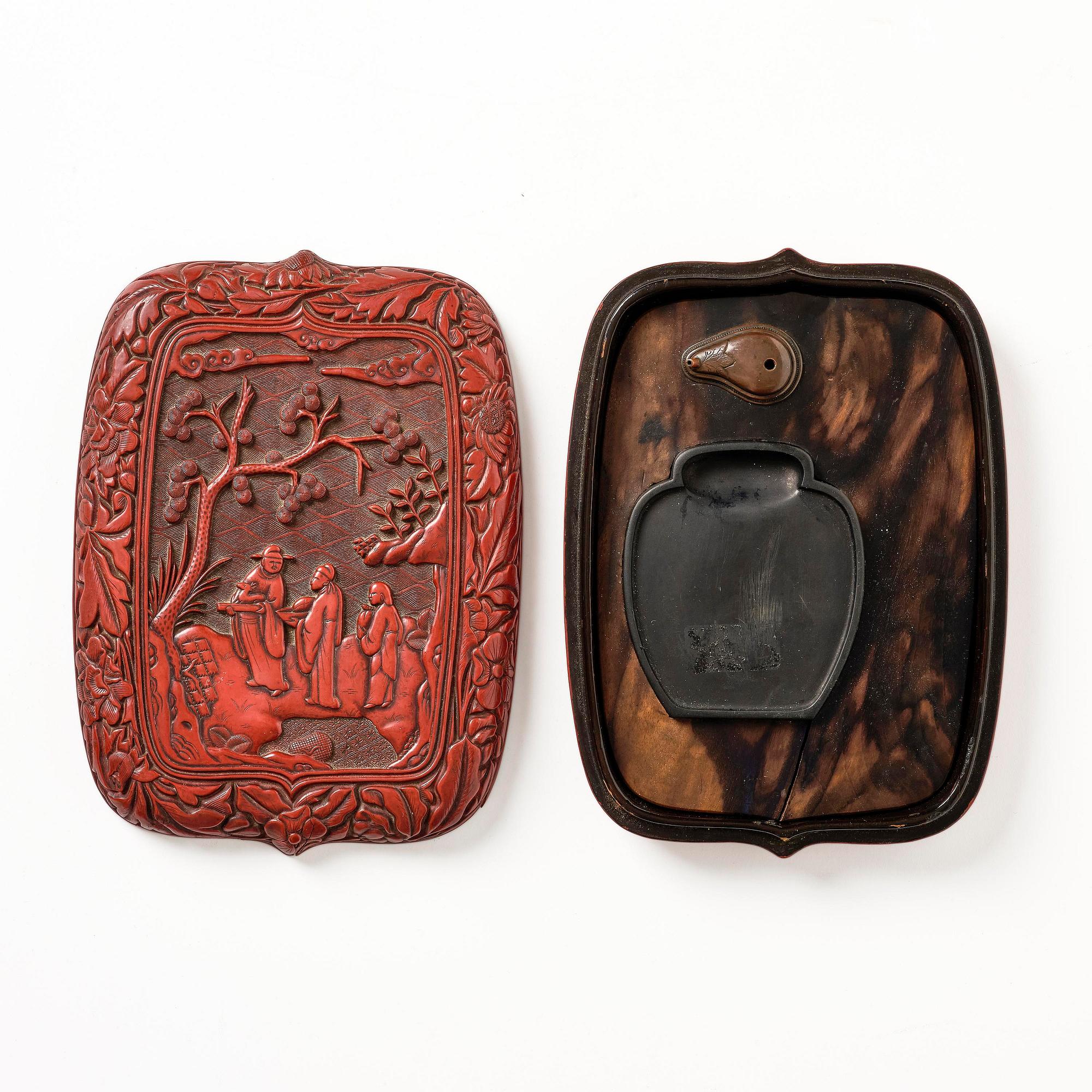 A Japanese lacquer writing box, Meiji period (1868-1912).