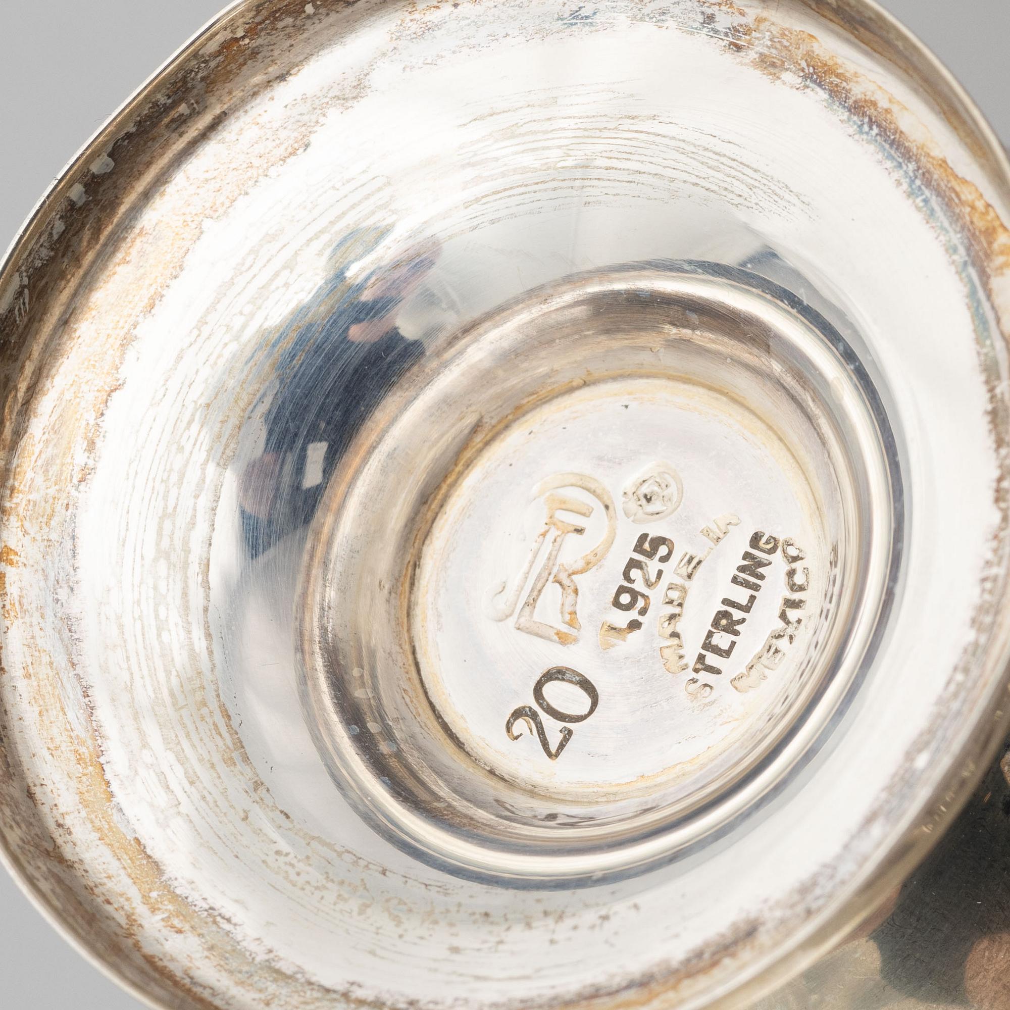 Juveto Lopex Reyes, a sterling silver sugar bowl, creamer and tray, Mexico City, Mexico, mid20th century.