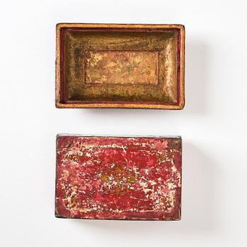Qalamdan, lackerad papier maché, Persien, Qajardynastin, 1800-talets första hälft.
