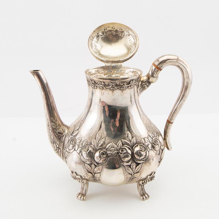Kaffeservis 3 dlr silver svenska importstämplar 1900-talets första hälft/mitt.