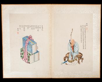 ALBUM, med 80 målningar och kalligrafi, sen Qing dynasti (1644-1912).