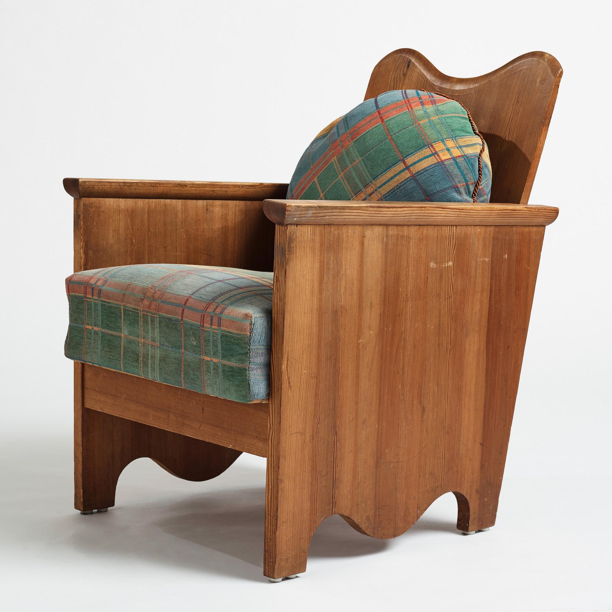 Axel Einar Hjorth, a stained pine easy chair "Utö", Nordiska Kompaniet, Sweden 1930's.