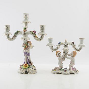 Candelabras 2 pcs Louis XV style Schierholz Germany mid 20th century porcelain.