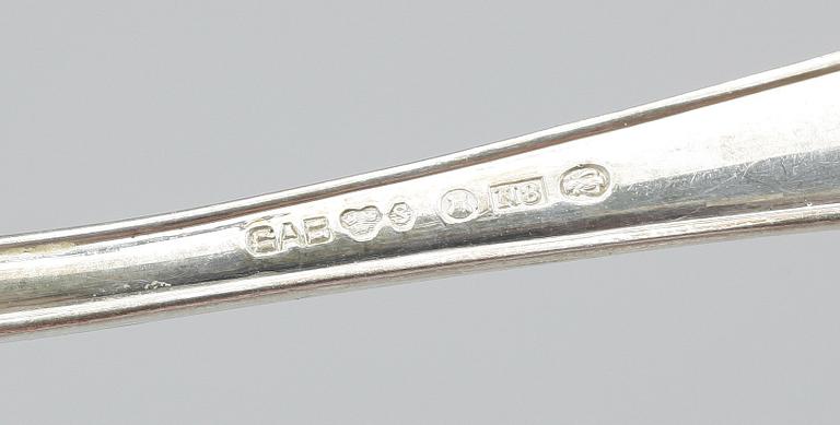 PARTI SKEDAR, silver, 24 delar, GAB, Stockholm, 1900-tal. Vikt ca 338 gram.