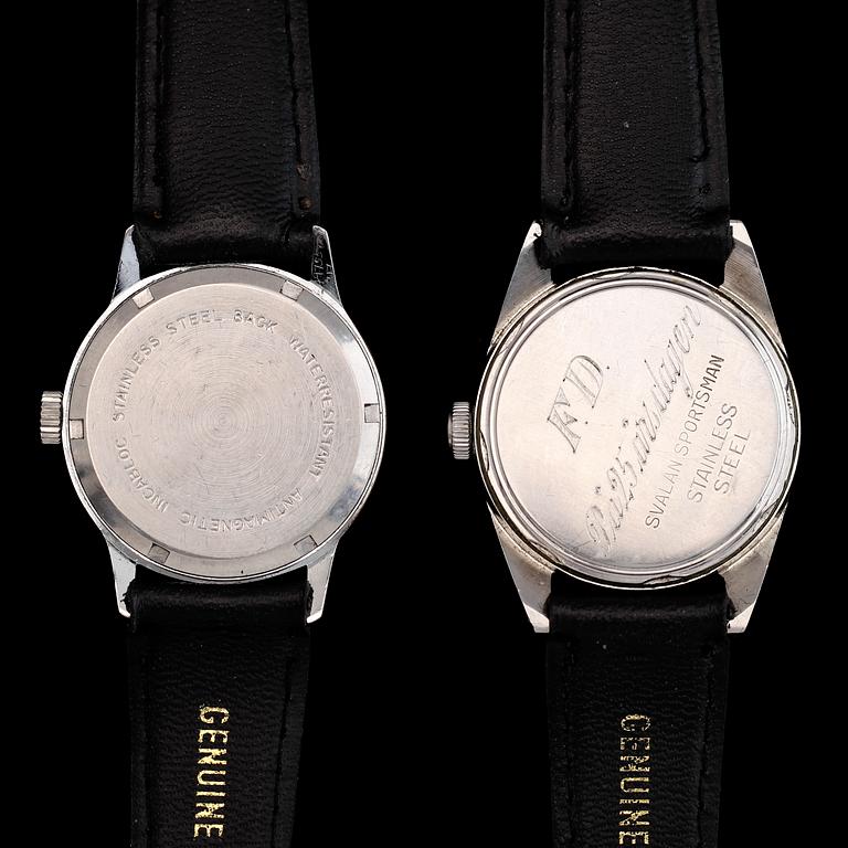ARMBANDSUR, 2 st, stål, Svalan och Eiger, 1900-takets andra hälft.