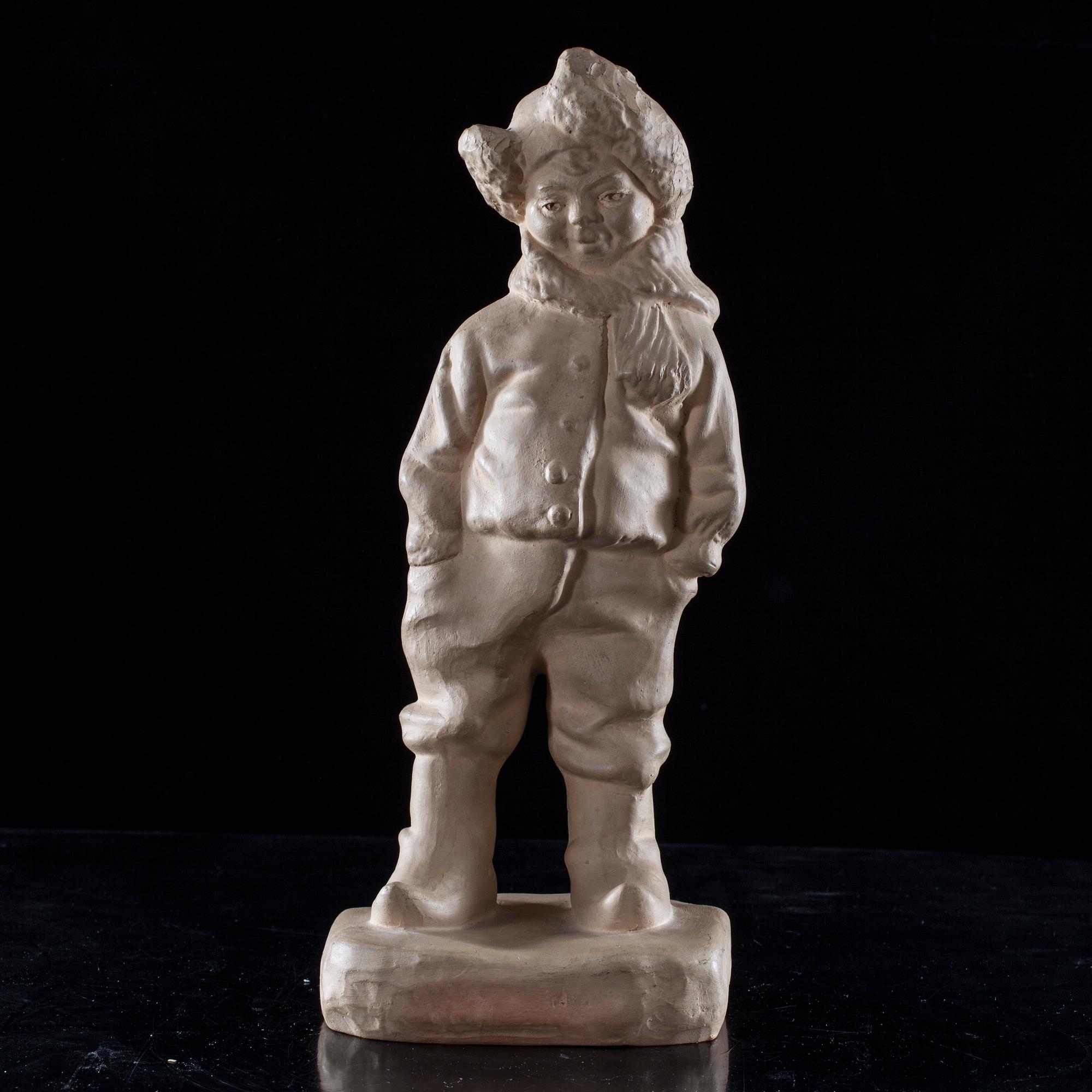 SKULPTUR, rödlera, stämplad Rakkolanjoki Kakelfabrik, 1920-tal.