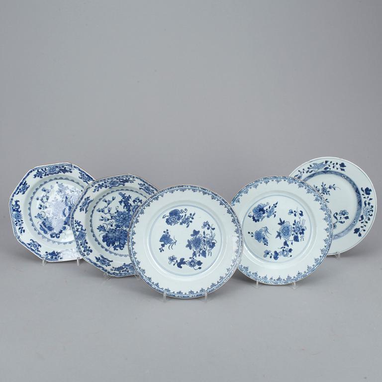TALLRIKAR, 5 st. Qing dynastin, Qianlong (1736-95).