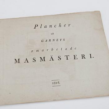 BOK, gravyrer, tekniska planscher "Planscher till Garneys omarbetade MASMÄSTERI", Carl Johan Lidbeck, 1816.