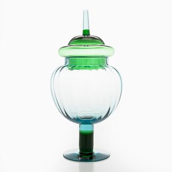 Kerttu Nurminen, a 'Grandmother's candy bowl' art glass object, Lampi Pro Arte 1993, signed K. Nurminen, Nuutajärvi.