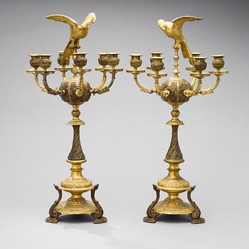 A PAIR OF RUSSIAN CANDELABRAS, gilt bronze, Russia late 19th century.