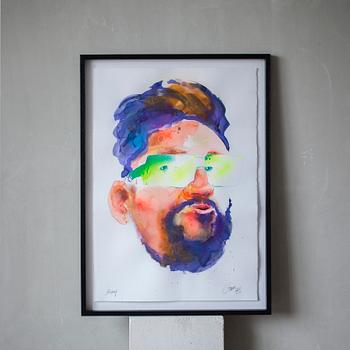 GOUGE, mixed media on paper, signed and dated 2016.