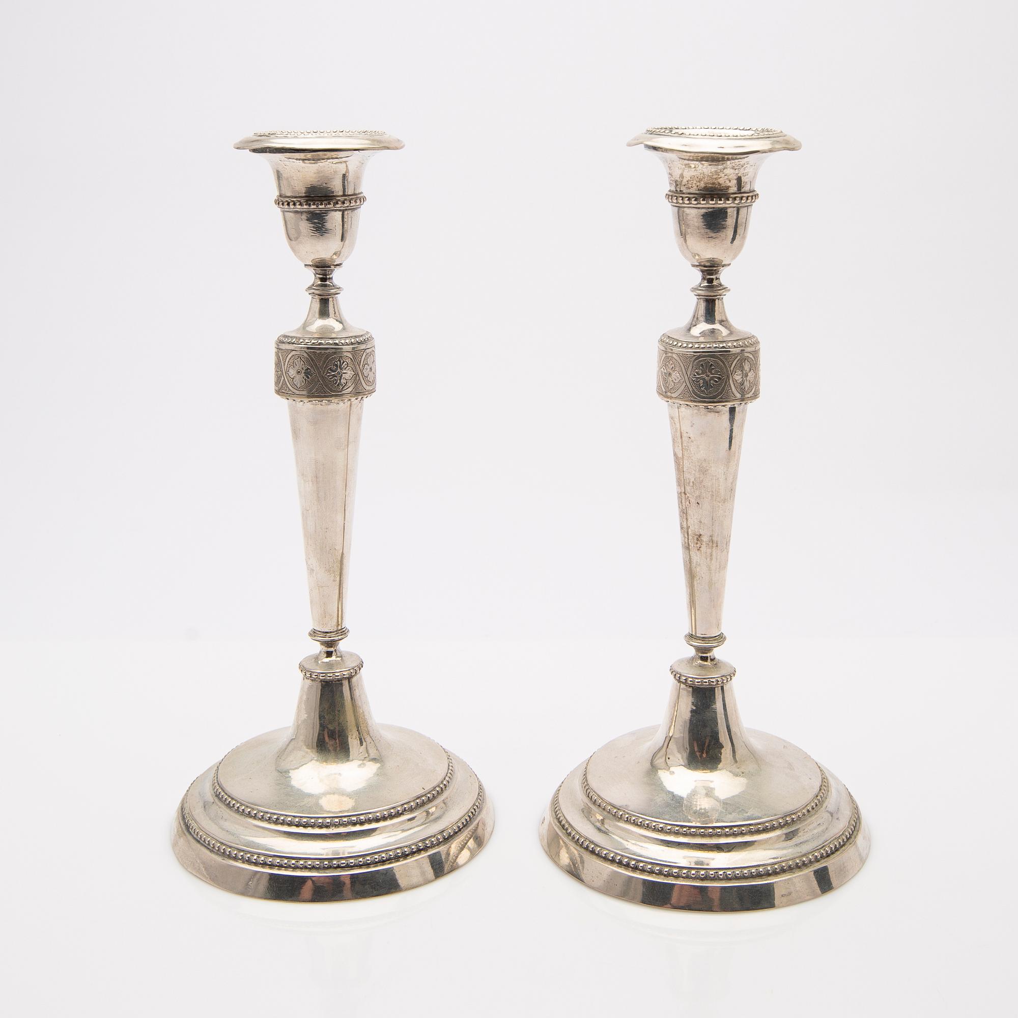 Candelsticks, a pair, silver, Carl Ludvig Berendt, Gdansk (1728-1804), master 1753.