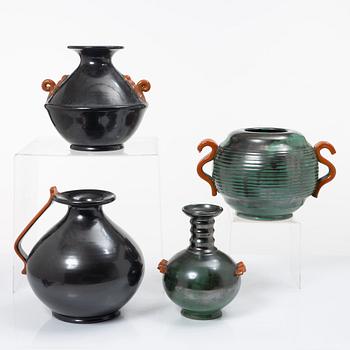 Four vases, Upsala Ekeby, 1930s.