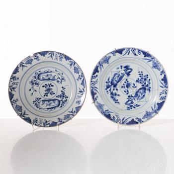 A group  of three serving dishes, a serving bowl, a cup, and seven plates, porcelain, including China 18th century.
