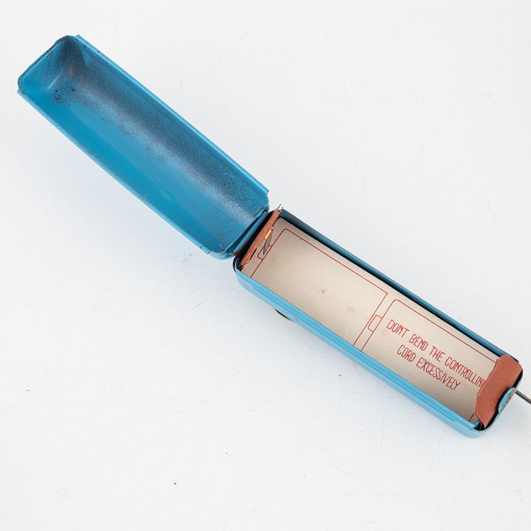 Nine toy cars, mostly Dinky toys.