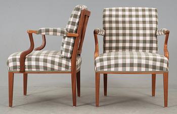 A pair of Josef Frank mahogany armchairs, Svenskt Tenn, model 969.