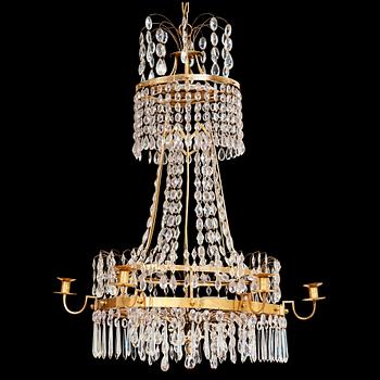 A late Gustavian seven-light chandelier, circa 1800.