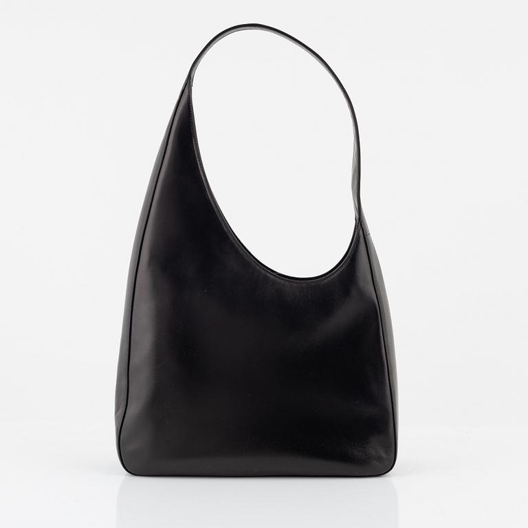 Prada, a black leather bag.