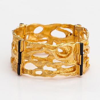 Björn Weckström, "Sacrificial fire", An 18K gold and tourmaline bracelet. Lapponia 1971.