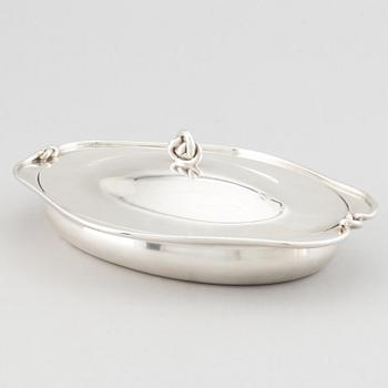 A sterling silver serving dish with lid, import marks for Sweden.