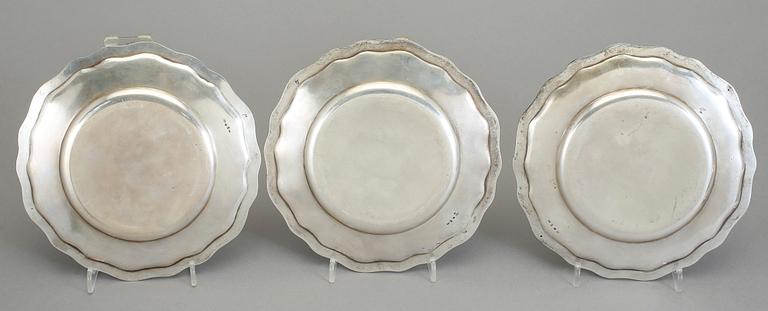 ASSIETTER, 6 st, silver, Bernt Erlandsson, Kristianstad 1909-10. Vikt tot ca 1083 gram.