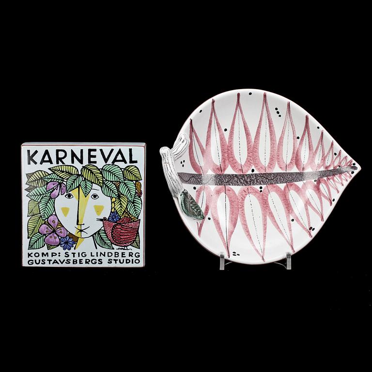 SKÅLFAT OCH OBJEKT, fajans, Stig Lindberg, Gustavsberg, 1940- resp 1950-tal.