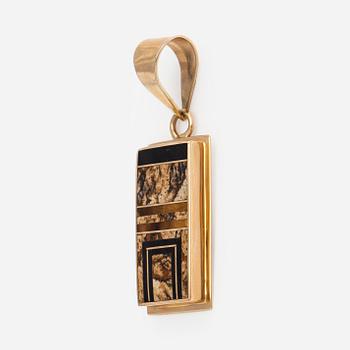 Pendant and earrings, 14K gold, Navajo.