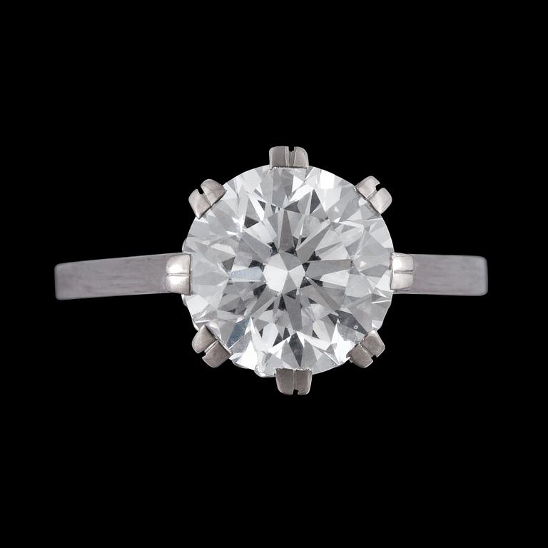 A brilliant cut diamond ring, 3.01 cts.