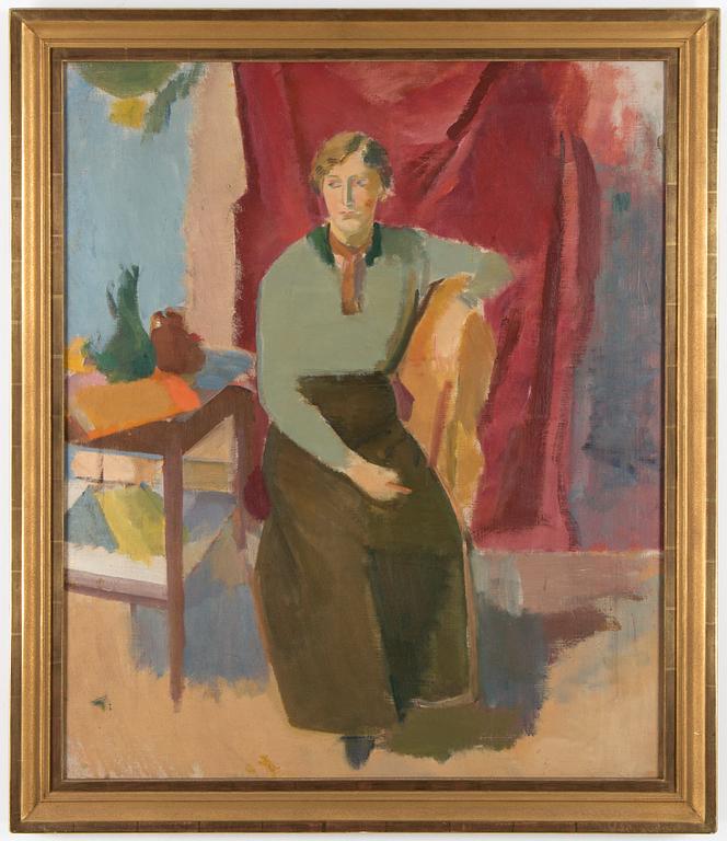 Karl Isakson, "Sittande kvinna i grön blus" (Sitting woman in green blouse).