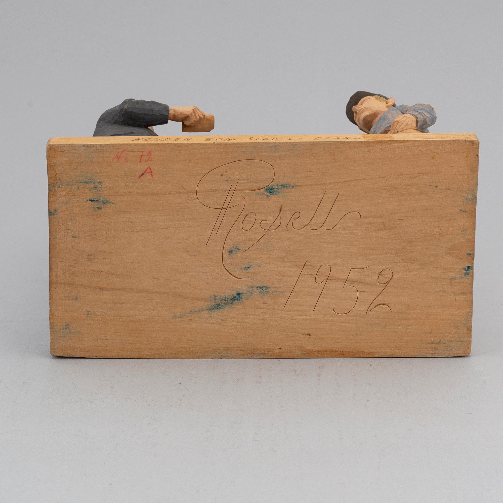 HERMAN ROSELL, sculpture, painted wood, signed and dated 1952.