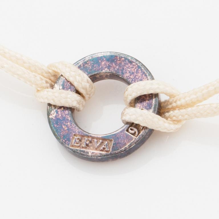 Efva Attling, ring, armband och hänge med kedja, 'love bead' silver med rökkvarts.