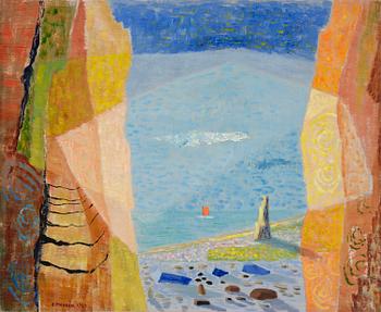 134. Esaias Thorén, "Strand mellan ljusa klippor".