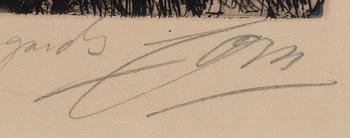 Anders Zorn, a signed etching from 1904.