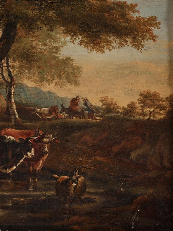 Nicolaes Berchem Tillskriven, Pastoralt landskap med herdar och herdinnor.