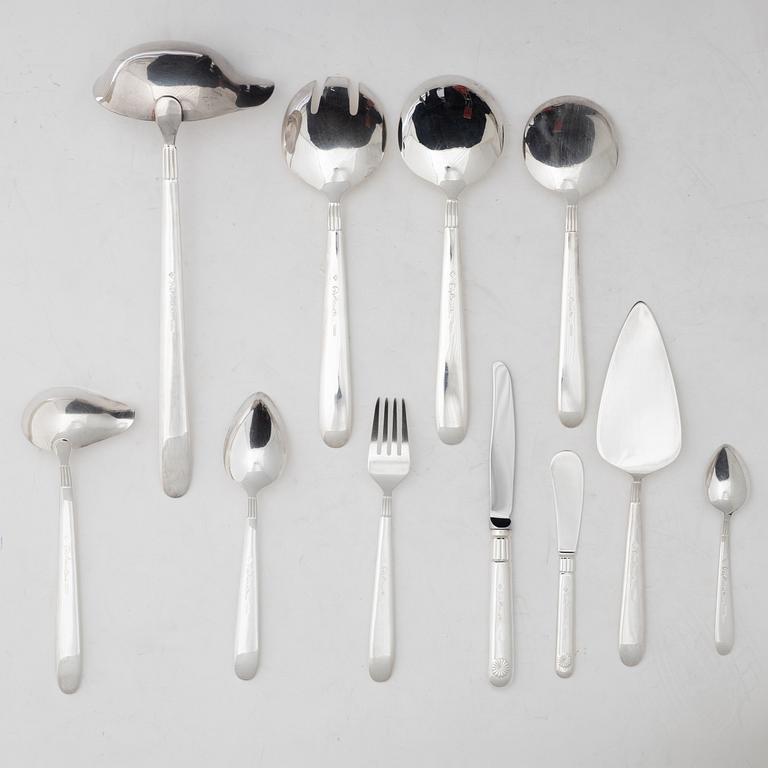 Sigvard Bernadotte, mat- och kaffeservis, 185 delar, "Millennium-line Marianne", Christineholm, Fyrklövern.