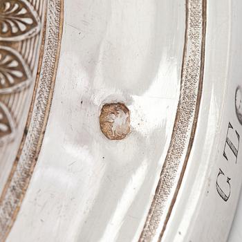Nattvardskalk med paten, silver, Paris 1798-1809 och Frankrike 1800-tal. I schatull.