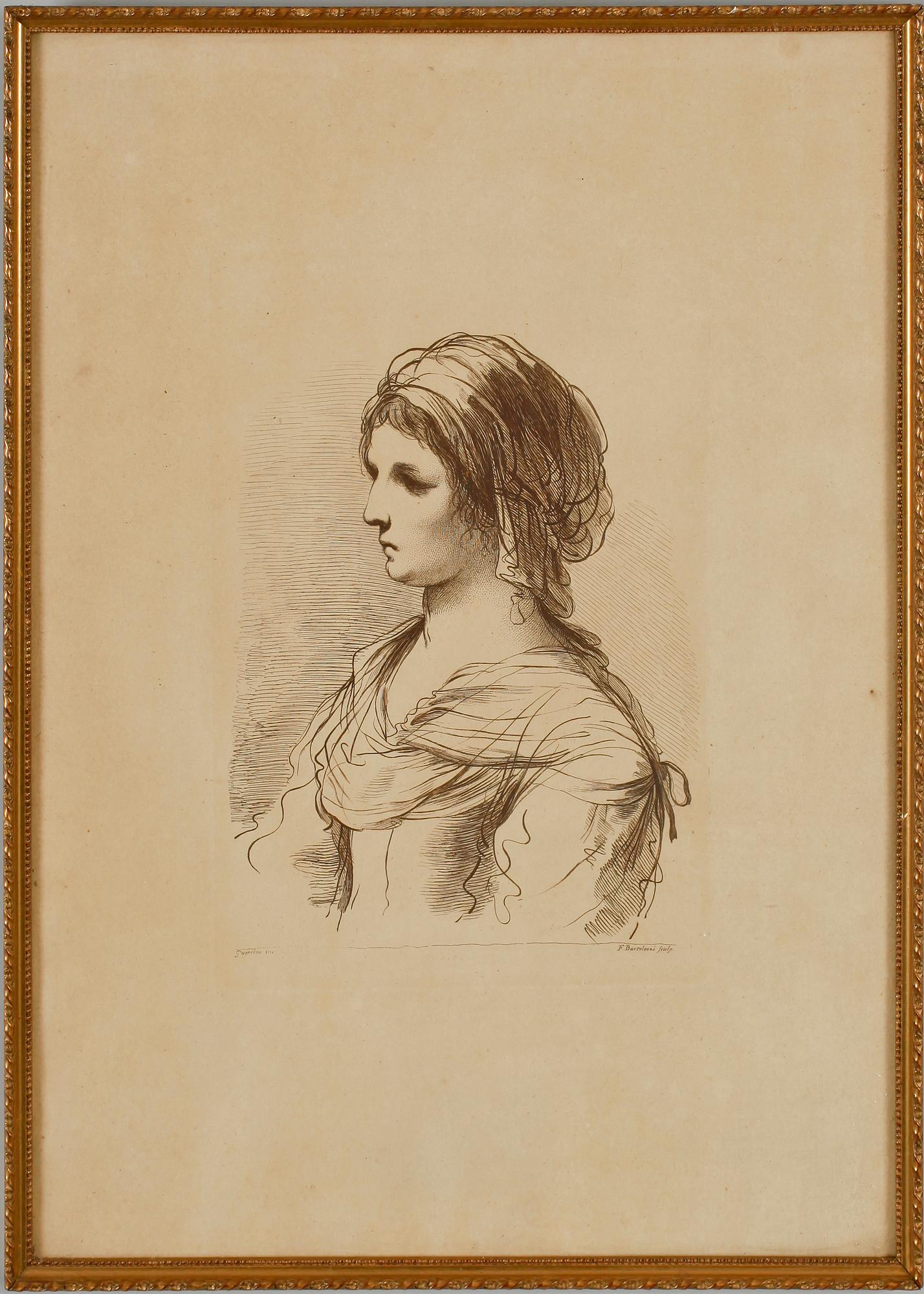 IL GUERCINO, 3 st, efter, E Bartolozzi, 1800-tal.
