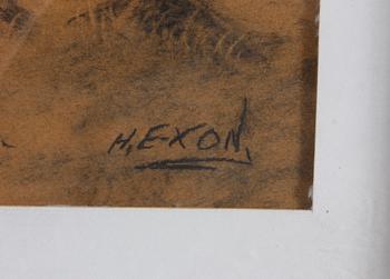 OKÄND KONSTNÄR, krita, sign H. E-xon.