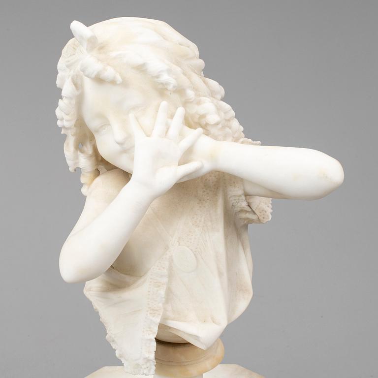 UNKNOWN ARTIST 19TH/20TH CENTURY, sculpture and pedestal. Unsigned. Marble and alabaster.