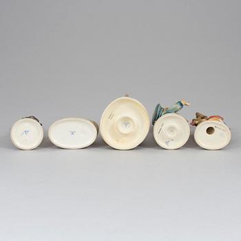 A lot of five M.I. Hummel porcelain figurines for Goebel, Germany, 1960-72.