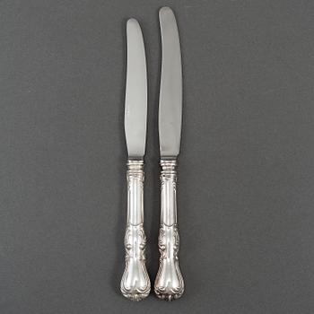 12 'Prince Albert' silver knives, GAB, some Eskilstuna 1978.