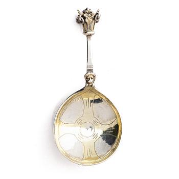252. Conrad Heitmüller, sked, delvis förgyllt silver, Nyköping 1775.