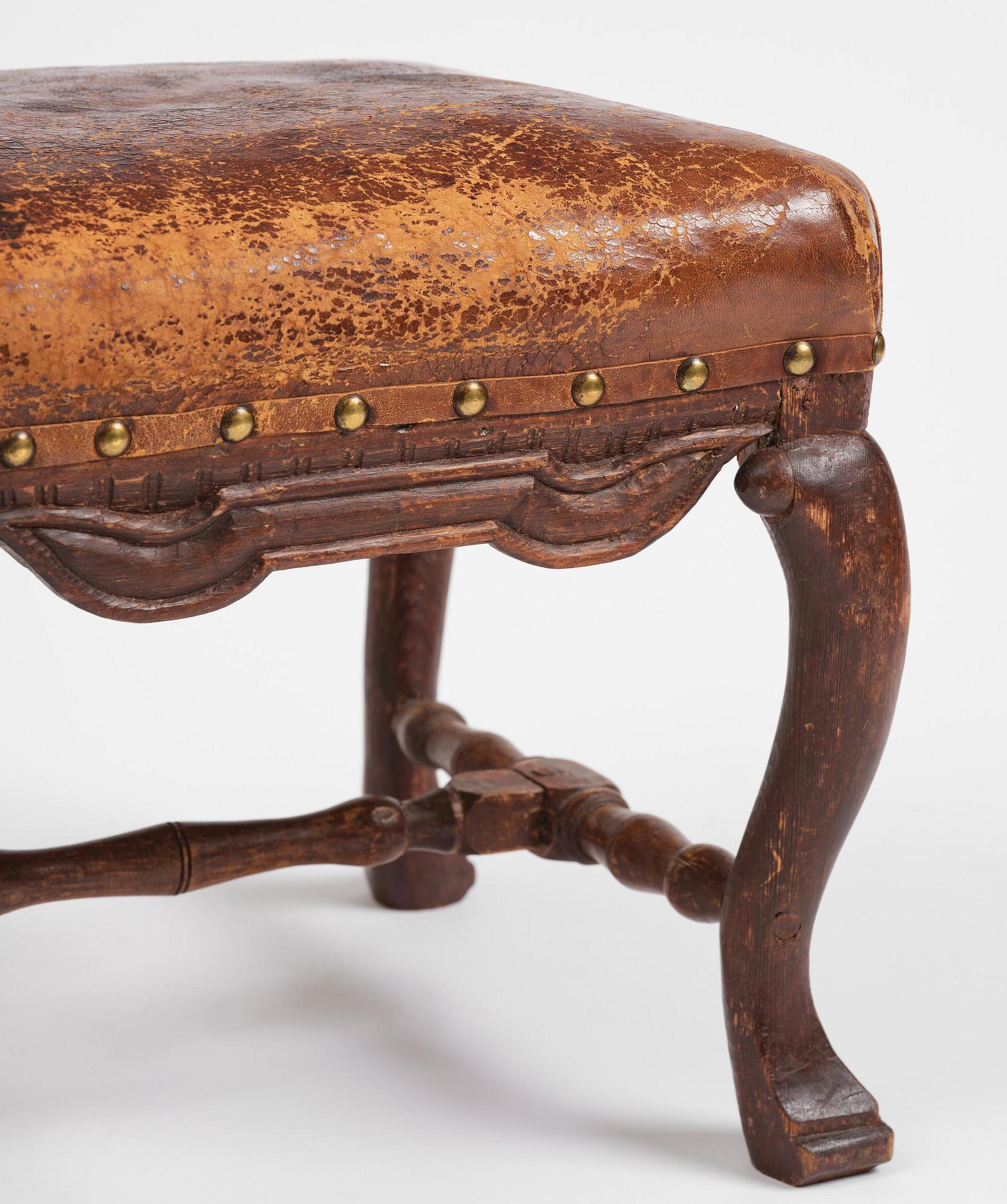 A Swedish late baroque stool, mid 18th century.