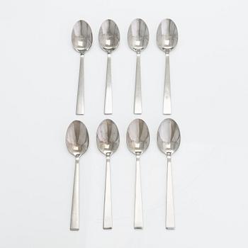 Beretl Gardberg, cutlery 56 pcs, and a lidded bowl, stainless steel, Sorsakoski, Fiskars, latter half the 20th century.