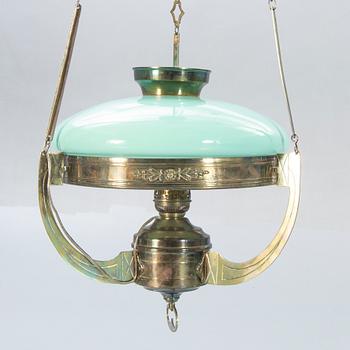A Jugend brass ceiling lamp.