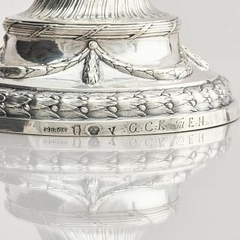 A pair of 18th century silver candlesticks, marks of Julius Marianus Bergs, Stockholm 1781.