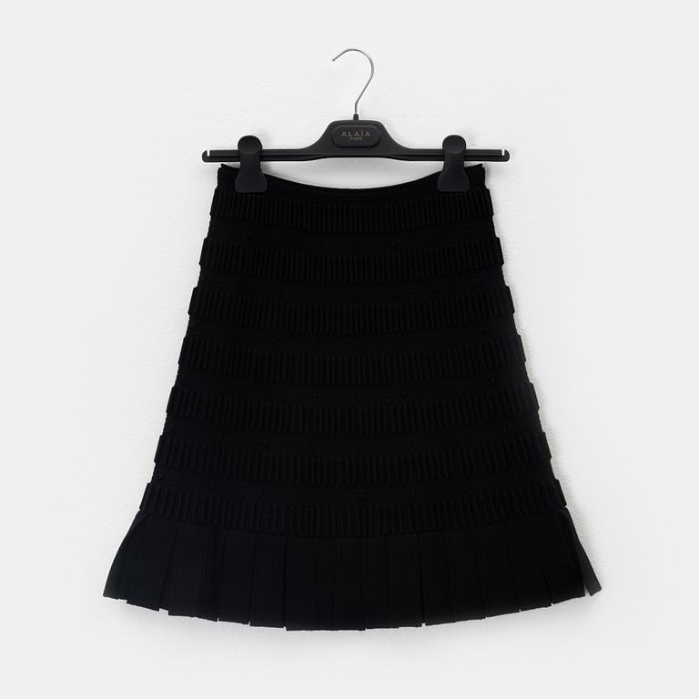 Alaïa, a black wool skirt, size 36.